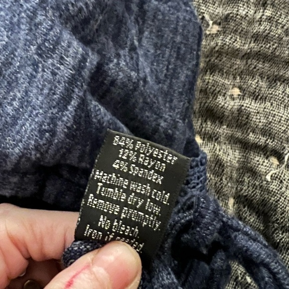 BLUE cross tie back tunic top, bell sleeves, never worn! - Picture 6 of 11